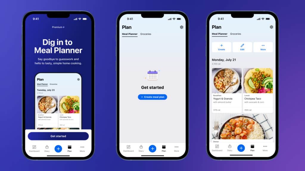 MyFitnessPal Meal Planner user interface